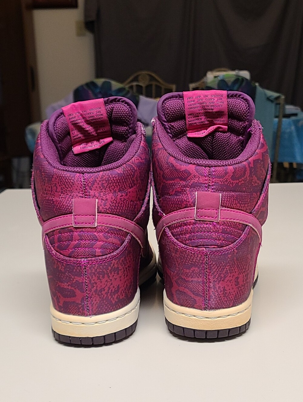 Nike Dunk Sky Hi Bright Magenta Python wedge skateboard sneakers size 7.5 - Picture 6 of 9